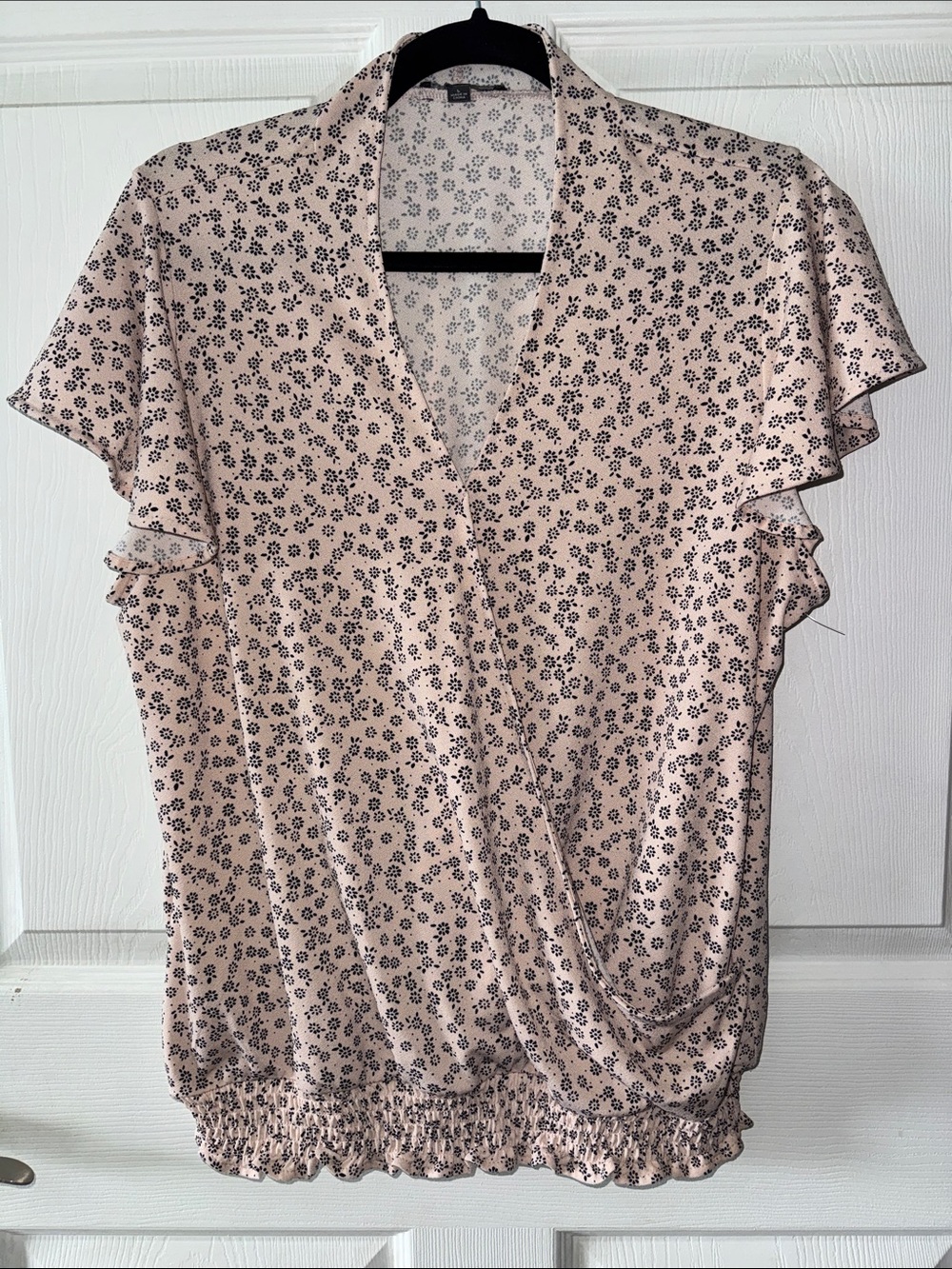 Adrianna Papell Flutter Sleeve Pink Floral Wrap Top
